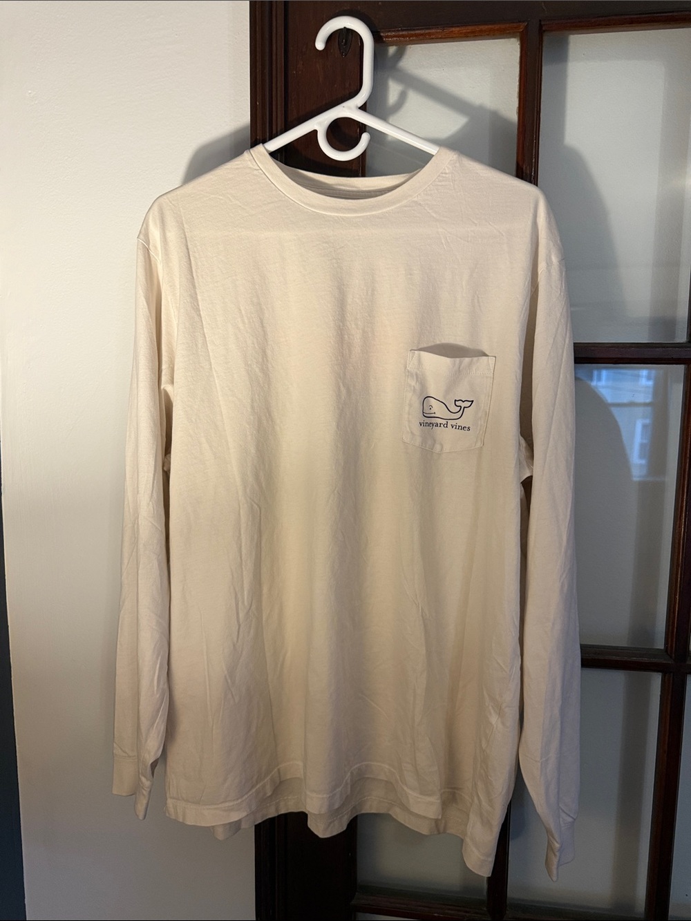 Vineyard Vines Long-Sleeve Pocket Tee in Cream